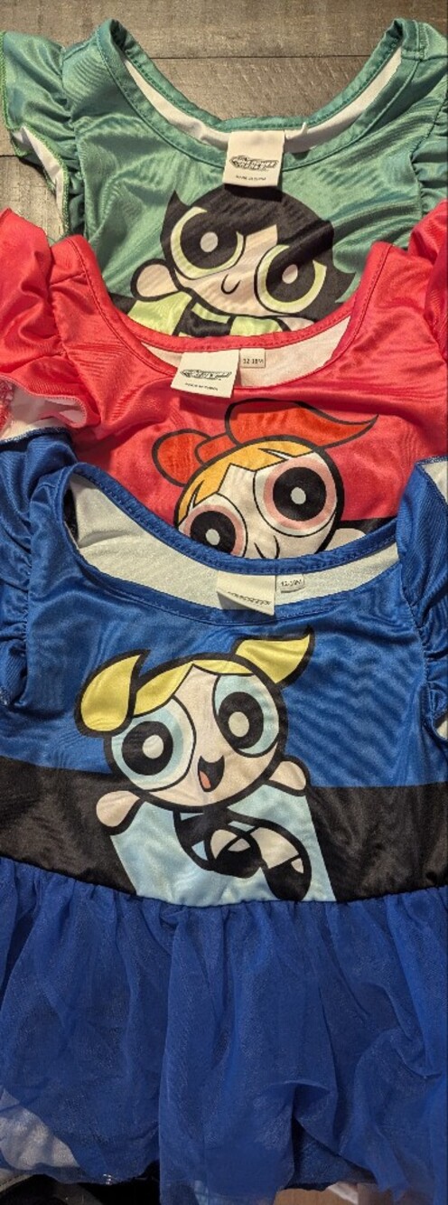 Powerpuff Girls Tulle Skirt Short Sleeve Bodysuit Blue, Red, Green 12-18 Months
